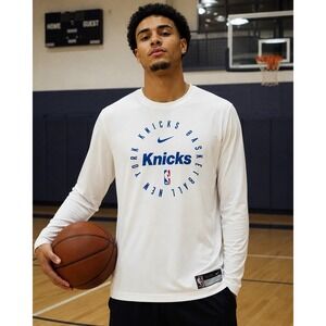 Nike Knicks Dri-FIT Long Sleeve Shirt Men's XLT White NBA NWT HF1495-100